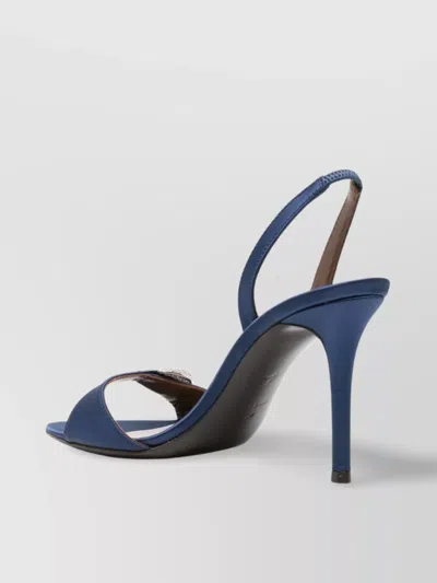 Giuseppe Zanotti Satin Heel Sandals Embellished Buckle In Blue
