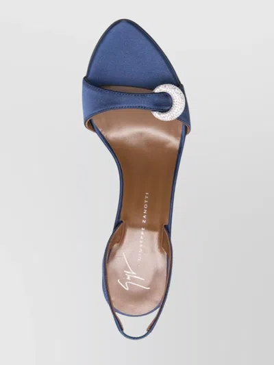 Giuseppe Zanotti Satin Heel Sandals Embellished Buckle In Blue
