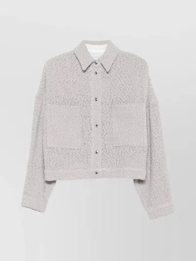 Iro Pabli Textured Weave Cotton Jacket With Patch Pockets In Gray