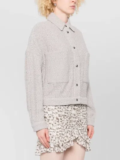 Iro Pabli Textured Weave Cotton Jacket With Patch Pockets In Gray