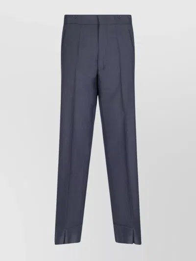 Prada Wide Aviator Blue Mohair And Silk Trousers In Blue