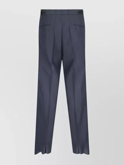 Prada Wide Aviator Blue Mohair And Silk Trousers In Blue