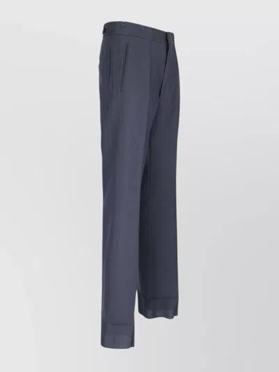 Prada Wide Aviator Blue Mohair And Silk Trousers In Blue