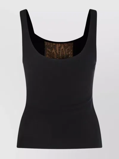 Roberto Cavalli Sleeveless Animal Print Top With Studded Detail In Black