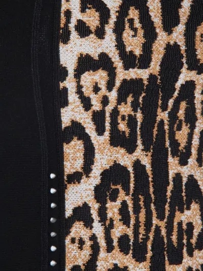 Roberto Cavalli Sleeveless Animal Print Top With Studded Detail In Black