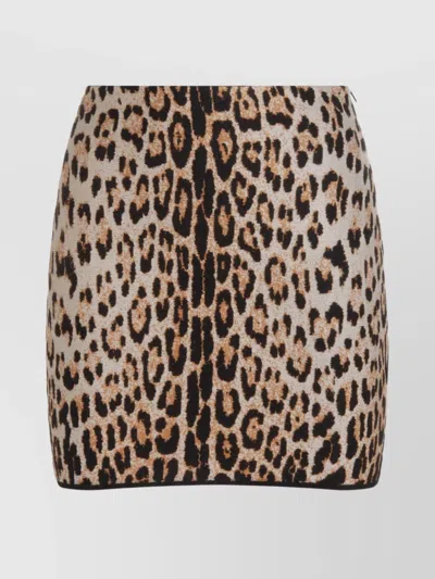 Roberto Cavalli Animal Print High Waist Fitted Skirt In Brown