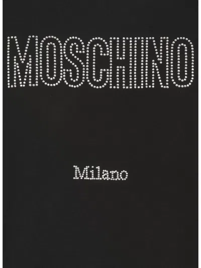 Moschino Cotton Hoodie With Drawstrings And Kangaroo Pocket In Black