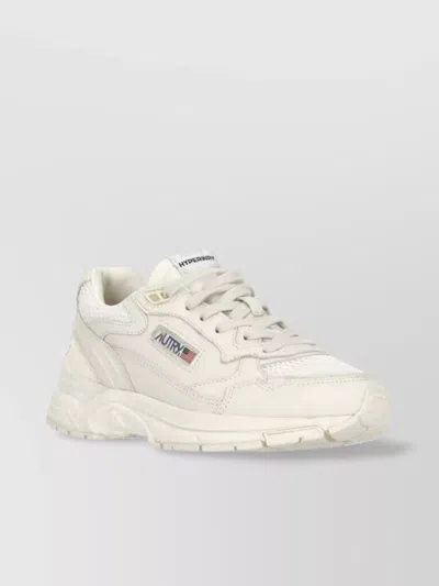 Autry Hyperway Sneakers In Whisper White Laminated Leather And Mesh