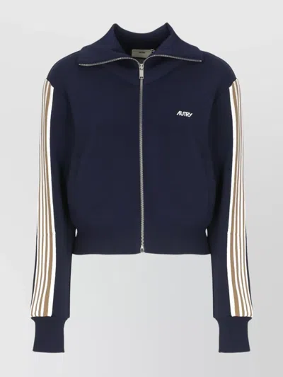 Autry High Neck Zip-up Sweatshirt In Blue