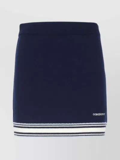 Casablanca Wool Skirt With Stripe Detail And Elastic Waist In Blue