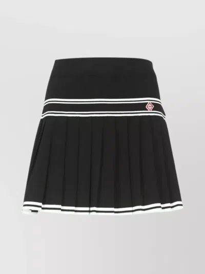Casablanca Stripe Pleated Skirt In Black