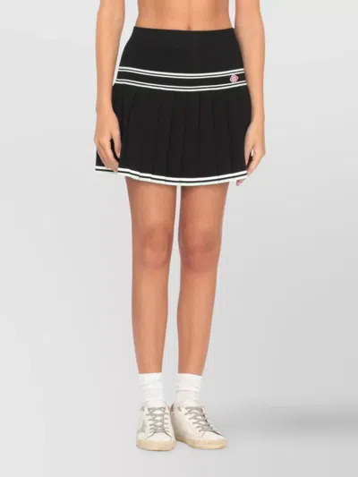 Casablanca Stripe Pleated Skirt In Black