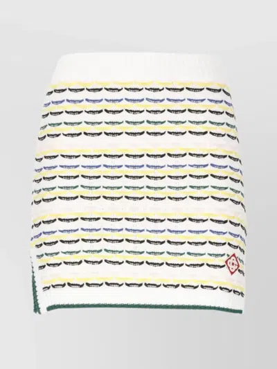 Casablanca Wool Skirt With Ribbed Hem And Side Vents In Multi