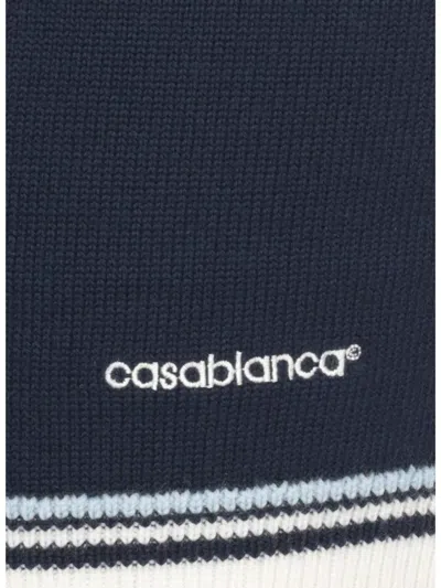 Casablanca Wool Skirt With Stripe Detail And Elastic Waist In Blue