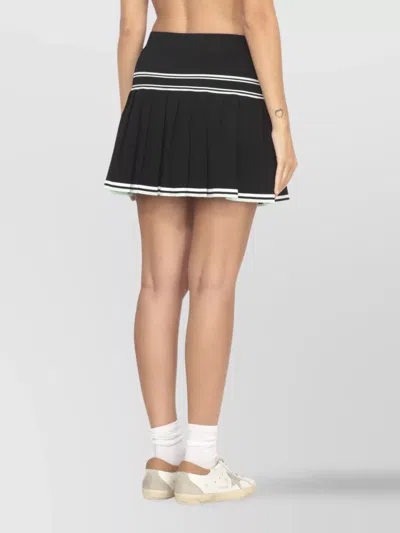 Casablanca Stripe Pleated Skirt In Black