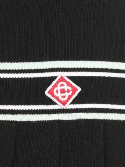 Casablanca Stripe Pleated Skirt In Black