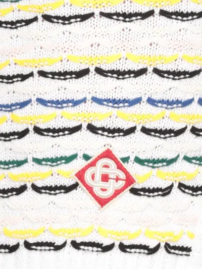 Casablanca Wool Skirt With Ribbed Hem And Side Vents In Multi