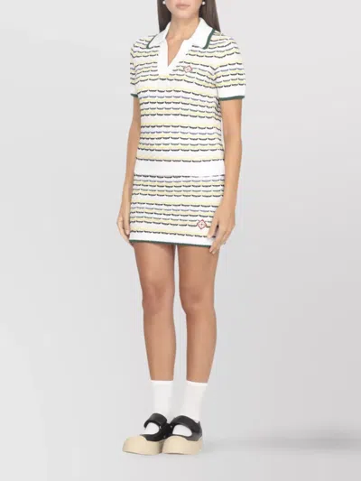 Casablanca Wool Skirt With Ribbed Hem And Side Vents In Multi