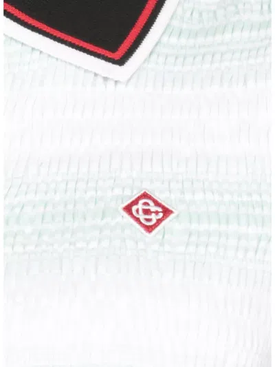Casablanca Striped Polo Collar Knitwear In White