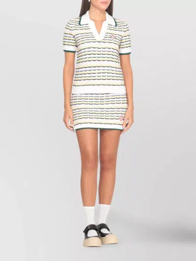 Casablanca Contrasting Ribbed Hem Short Sleeves V-neck In Multi