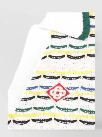 Casablanca Contrasting Ribbed Hem Short Sleeves V-neck In Multi