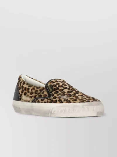 Golden Goose Brown Low Top Sneakers With Embossed Logo On The Heel And All-over Leopard Motif In Leather Woman