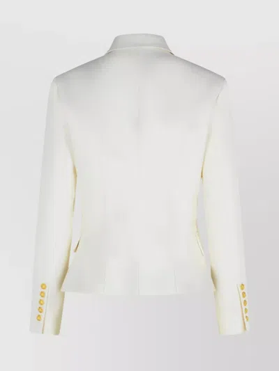 Balmain Double-breasted Structured Denim Blazer With Peak Lapel In White