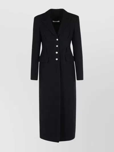 Alessandra Rich Wool Blend Coat Button Detailing In Black