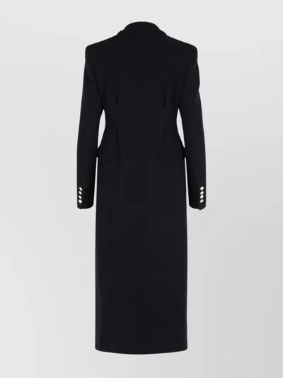 Alessandra Rich Wool Blend Coat Button Detailing In Black