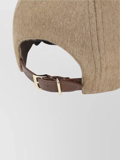 Max Mara Camel Brown Camel Wool Fedora Logo Baseball Hat