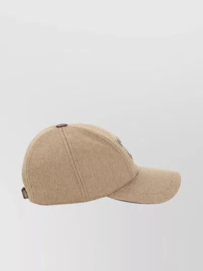 Max Mara Camel Brown Camel Wool Fedora Logo Baseball Hat