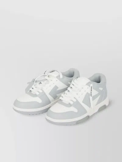 Off-white Low Top Sneakers With Perforated Toe And Rubber Sole In Gray