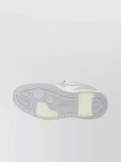 Off-white Low Top Sneakers With Perforated Toe And Rubber Sole In Gray