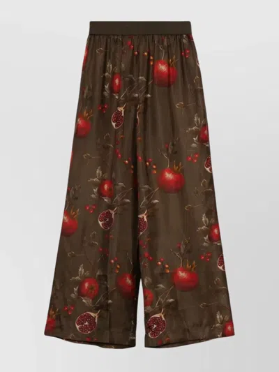 Uma Wang Wide-leg Pansy Pants With Contrasting Pomegranate Design In Multi