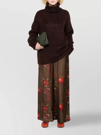 Uma Wang Wide-leg Pansy Pants With Contrasting Pomegranate Design In Multi