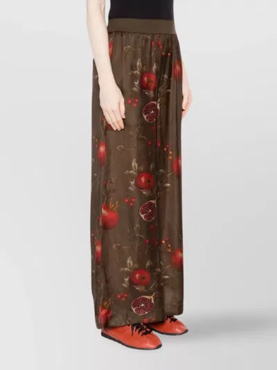 Uma Wang Wide-leg Pansy Pants With Contrasting Pomegranate Design In Multi