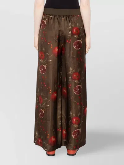Uma Wang Wide-leg Pansy Pants With Contrasting Pomegranate Design In Multi