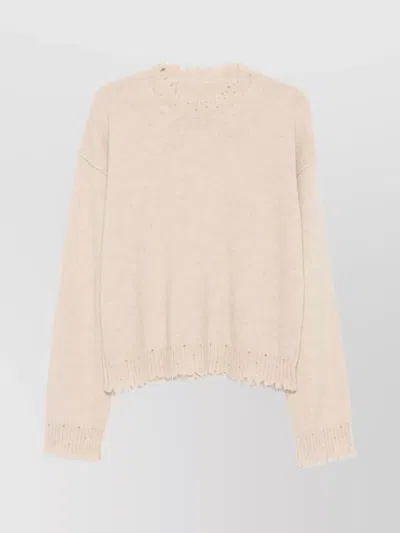 Uma Wang Cashmere Sweater With Fringed Hem In Neutral