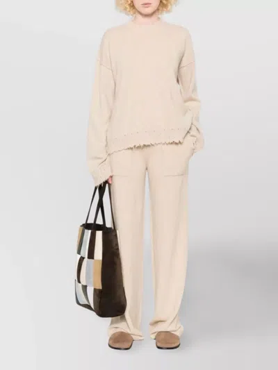 Uma Wang Cashmere Sweater With Fringed Hem In Neutral