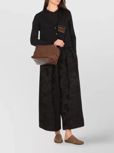 Uma Wang Frayed Hem V-neck Over Cardigan Knitwear In Black