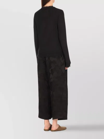 Uma Wang Frayed Hem V-neck Over Cardigan Knitwear In Black