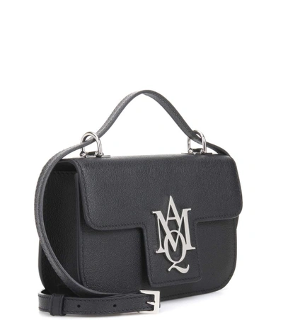 Shop Alexander Mcqueen Insignia Cross Body Leather Satchel In Llack