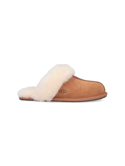 Ugg Shearling-trim Slippers - Women's - Sheepskin/suede/rubber In Brown