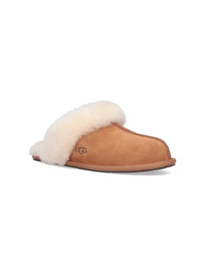Ugg Shearling-trim Slippers - Women's - Sheepskin/suede/rubber In Brown