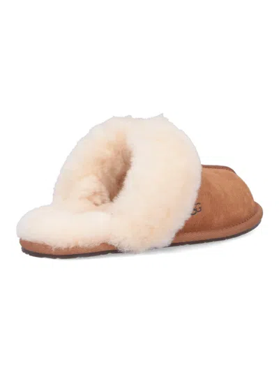 Ugg Shearling-trim Slippers - Women's - Sheepskin/suede/rubber In Brown