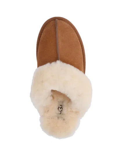 Ugg Shearling-trim Slippers - Women's - Sheepskin/suede/rubber In Brown