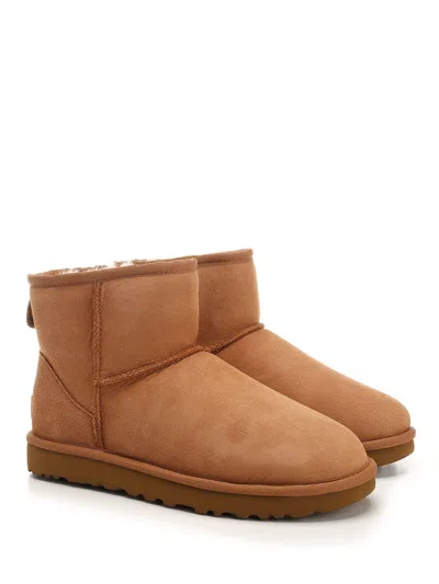 Ugg 10mm Mini Classic Ii Shearling Boots In Brown