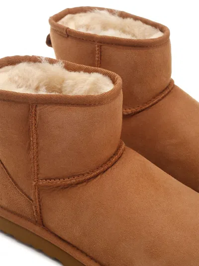 Ugg 10mm Mini Classic Ii Shearling Boots In Brown