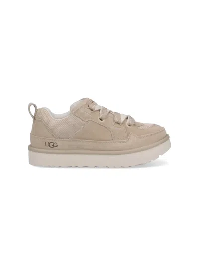 Ugg Lo Lowmel Beige Sneakers With Mesh Inserts And Logo On The Side In Suede Man In Multi