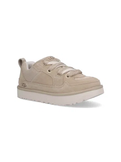 Ugg Lo Lowmel Beige Sneakers With Mesh Inserts And Logo On The Side In Suede Man In Multi